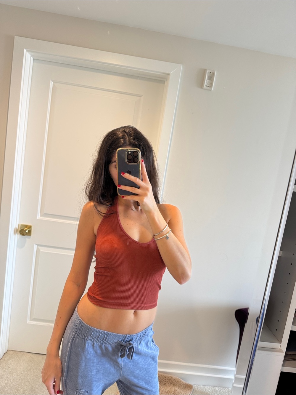 Rust Ribbed Scoop Tank Top - Picture 6 of 6